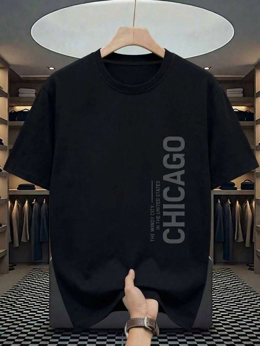 Manfinity Homme Men's Letter Print Short Sleeve Loungewear Top - Black - View 1