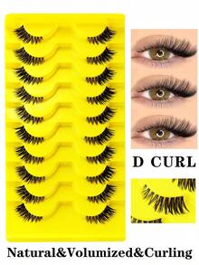 Asiteo 10 Pairs Natural Fluffy & Lightweight Faux Mink Eyelashes, Fox Tail Extended Style, Suitable For Daily Makeup, Reusable - Cat Eye Lashes - View 9