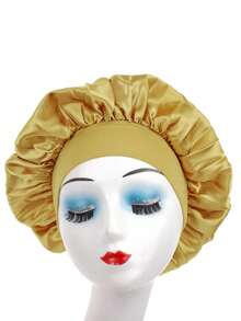 1 chiếc mũ ngủ bằng lụa satin mềm mại, có dây chun co giãn, thích hợp cho nữ, màu đen, hồng, xanh dương, trang trí nhà cửa, phòng tắm, mùa hè, mùa tựu trường, màu trơn cổ điển, kiểu tóc xoăn gợn sóng, vành rộng, chất liệu satin co giãn, quà tặng chăm sóc tóc ban đêm cho phái nữ. - Nhiều màu - Xem 11
