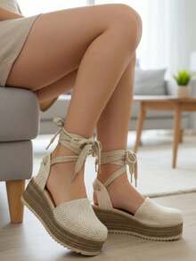 Women Platforms & Wedge Sandals - 米色 - 查看 1
