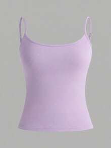 SHEIN EZwear Bộ 3 áo hai dây dáng ngắn cho nữ, áo tank top ôm sát gợi cảm cho mùa hè, màu hồng/vàng/tím. - Nhiều màu - Xem 10