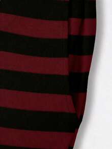 Teen Girl Striped Round Neck Short Sleeve T-Shirt And Wide Leg Pants Casual Daily Outfit - Multicolor - View 4