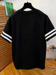 Manfinity Dauomo Áo thun nam cổ tròn in họa tiết và thêu - Áo thun cổ tròn dáng thường ngày - Áo thun mỏng nhẹ phù hợp cho mọi mùa. - trắng - Xem 2