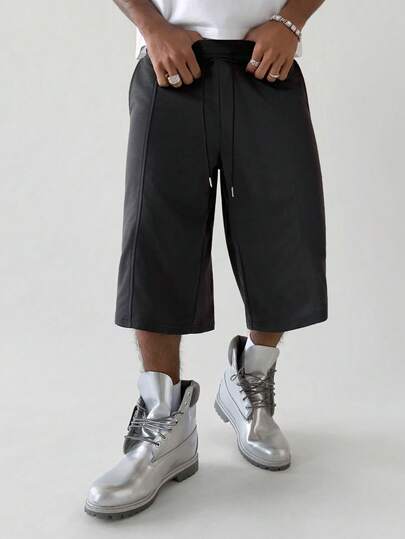 PAVTROS Men's Solid Color Drawstring Waist Pocket Casual Shorts