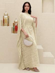 Yasmyna Women's Turkish Maxi Dress & Arabic Traditional Abaya - Apricot - View 8