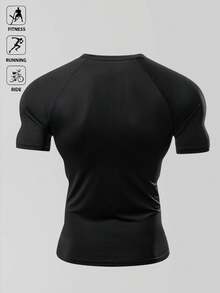 Manfinity Acti Log Men's Elastic Shirt, Running Or Hiking T-Shirt, Sports T-Shirt, Casual Style - Black - View 2