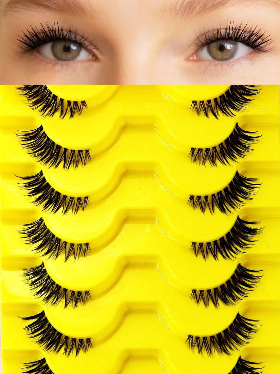 Asiteo 10 Pairs Natural Fluffy & Lightweight Faux Mink Eyelashes, Fox Tail Extended Style, Suitable For Daily Makeup, Reusable - Cat Eye Lashes - View 1