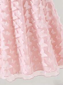 SHEIN 优雅奢华少女连衣裙，可爱公主裙，杏色立领，精致刺绣花卉装饰，无袖A字廓形，华丽公主裙 - 粉色 - 查看 9