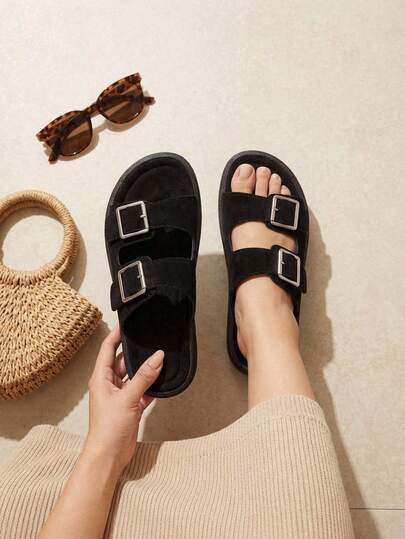 Sandalia anatómica, sandalia de doble tira, sandalia con hebillas, sandalia cómoda, sandalia casual mujer, sandalia de uso diario, calzado femenino confortable