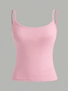 SHEIN EZwear Bộ 3 áo hai dây dáng ngắn cho nữ, áo tank top ôm sát gợi cảm cho mùa hè, màu hồng/vàng/tím. - Nhiều màu - Xem 8
