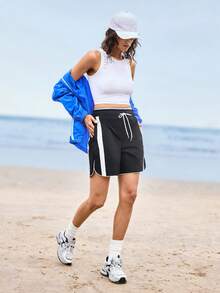 SHEIN Women's Woven Casual Bermuda Shorts - Black - View 8