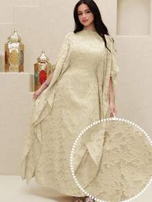 Yasmyna Women's Turkish Maxi Dress & Arabic Traditional Abaya - Apricot - View 9