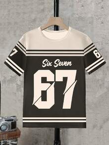 SHEIN 2件套青少年男童短袖圆领T恤+口袋短裤 - 彩色 - 查看 5