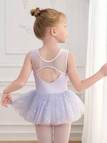 Young Girls' Ballet Leotard Dress,Light Purple High-Stretch Sequin Tutu Skirt,Summer Fairy Birthday Ballerina Dance Outfit For Kids Practice Clothes - Mauve Purple - View 2