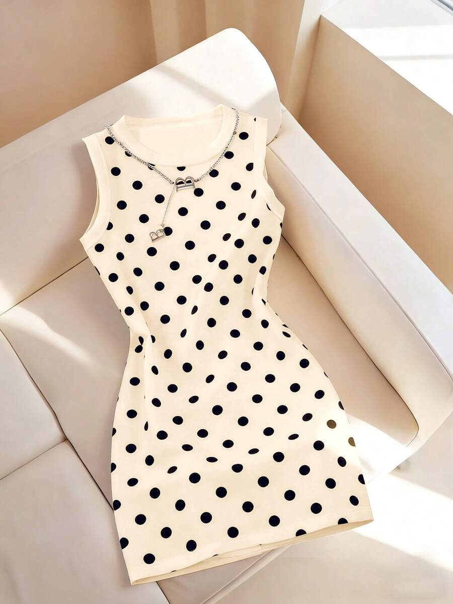 Resyla Women's Spring/Summer New Arrival Bestselling Polka Dot Print Fitted Casual Camisole Dress - Multicolor - View 1