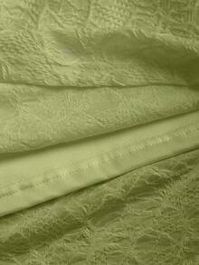 Sweetra Y2K Sexy Asymmetrical Shoulder Textured Fabric Pleated Vacation Dress - Green - View 3