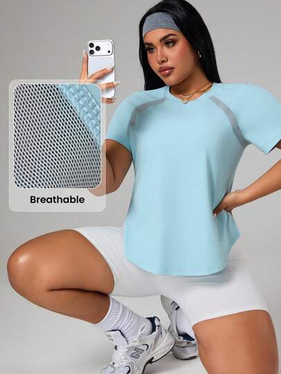 Rhythm Era Camiseta de activewear de manga corta minimalista de unicolor para mujer