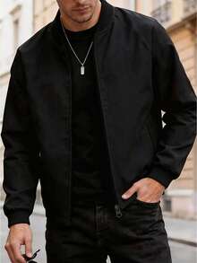 Manfinity Homme Men's Casual Versatile Jacket Set, Spring/Autumn - Black - View 3