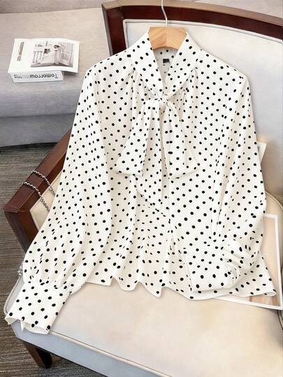 GlowEve Women's Woven Casual Autumn Polka Dot Shirt