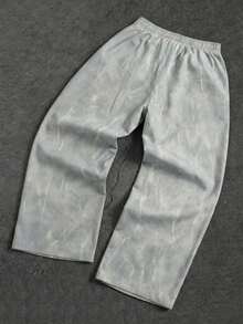 Manfinity EMRG 男士扎染抽绳腰带口袋休闲裤 - 淺灰色 - 查看 2