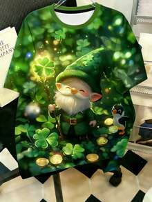 Manfinity Homme 男士时尚夏季休闲运动服，男士上衣，腹部肌肉处饰有鸭子图案印花设计 - 彩色 - 查看 1