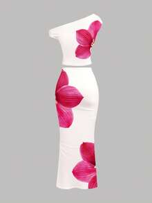 Bộ áo và chân váy ngắn in hoa cho bé gái tuổi teen, kiểu dáng bất đối xứng, thích hợp cho kỳ nghỉ ở Hawaii. - Nhiều màu - Xem 4