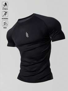 Manfinity Acti Log Men's Elastic Shirt, Running Or Hiking T-Shirt, Sports T-Shirt, Casual Style - Black - View 1