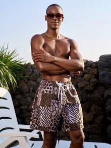 Manfinity VDAYZ 男士夏季动物纹抽绳腰带沙滩短裤 - 彩色 - 查看 6