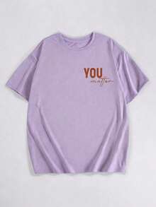 EMERY ROSE Camiseta de manga corta con estampado de letras talla grande de verano: A LA PERSONA DETRÁS DE MÍ: ERES INCREÍBLE, HERMOSA Y SUFICIENTE. Recuerda que TÚ importas. Camisetas gráficas para mujeres - Celeste - Ver 3