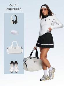 Eassivo Eassivo Top de yoga ajustado con cuello estructurado para mujer, camisa deportiva para entrenamiento - Blanco - Ver 4