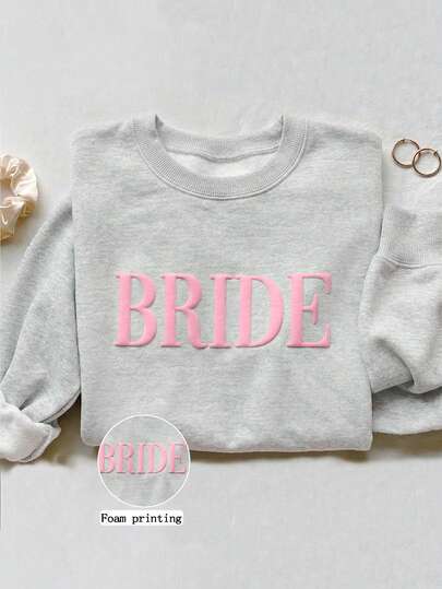 Airaco Personalized Bridal Gift, Bride Sweatshirt, Initial Heart Sleeve, Engagement Gift, Unique Bridal Shower Gift, Future Mrs. Sweatshirt With Foil Print Pattern