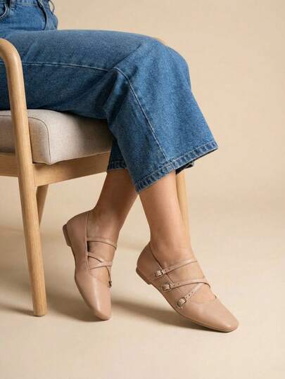 zapatos Mary jane con tiras cruzadas y punta cuadrada, balerinas vintage en varios colores suela antiderrapante