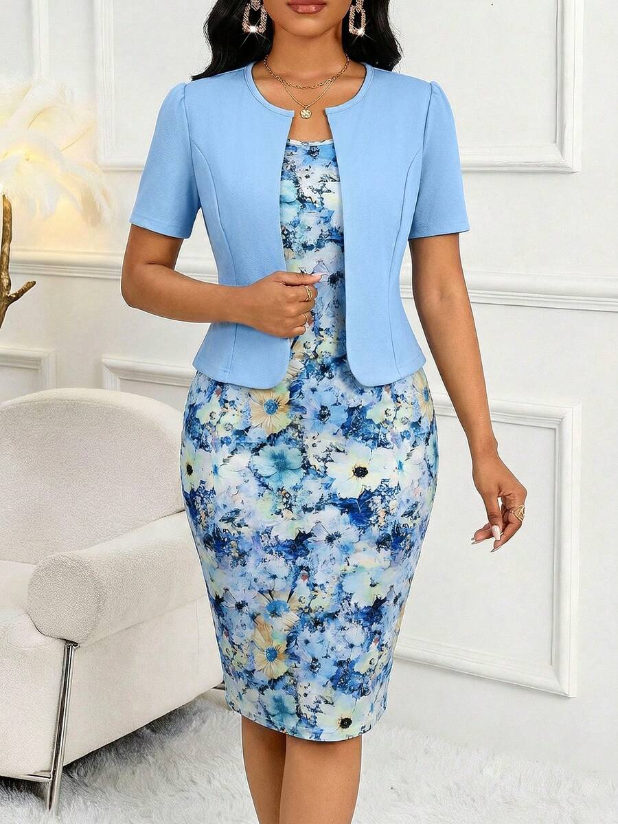 SHEIN Lady Ladies' Suit Elegant Set Vacation Set - Multicolor - View 1