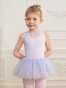 Young Girls' Ballet Leotard Dress,Light Purple High-Stretch Sequin Tutu Skirt,Summer Fairy Birthday Ballerina Dance Outfit For Kids Practice Clothes - Mauve Purple - View 4