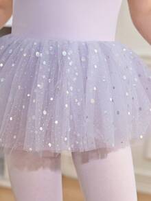 Young Girls' Ballet Leotard Dress,Light Purple High-Stretch Sequin Tutu Skirt,Summer Fairy Birthday Ballerina Dance Outfit For Kids Practice Clothes - Mauve Purple - View 7