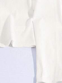 GlowEve 女士时尚商务休闲甜心领纽扣设计长袖 T 恤 - 白色 - 查看 4