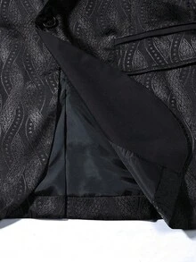 Manfinity AFTRDRK 男士全印花长袖西装外套，时尚优雅，适合派对场合，春夏皆宜。 - 黑色 - 查看 5