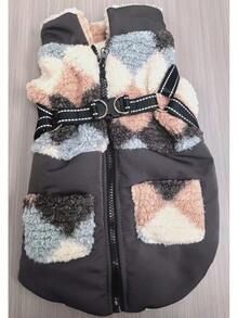 新款秋冬宠物服装，布艺牵引绳外套，宠物皮夹克，加厚保暖，猫咪服装，狗狗外套，猫咪加厚外套，宠物服饰，猫咪保暖套装，英伦风牵引绳加厚外套，新款皮夹克，保暖宠物加厚背心，秋冬必备 - 灰色 - 查看 9