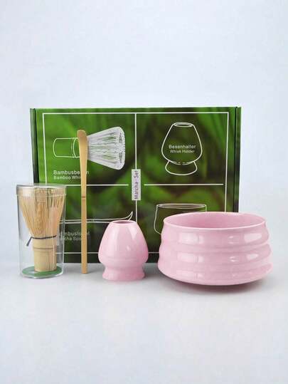 4pcs/Set Easy To Clean Matcha Tea Set With Tool Rack, Including Bowl, Whisk, Spoon, Great Gift For Ceremony, Traditional Japanese Style Decoration