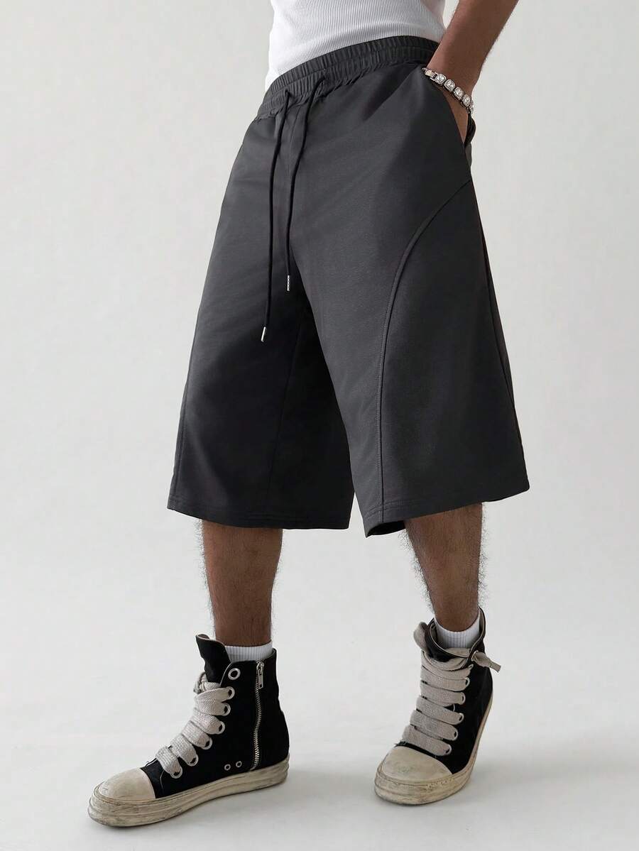 PAVTROS Men's Drawstring Waist Pocket Casual Versatile Daily Wear Shorts - Light Grey - View 1