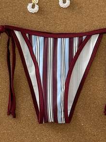 Swim Mod Women's Random Print Halter Metal Jewelry Bikini Set, Spring/Summer - Multicolor - View 4