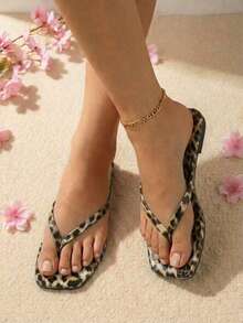 Set 750 Flat Crow's Foot Sandals Square Tip - leopardo - View 2