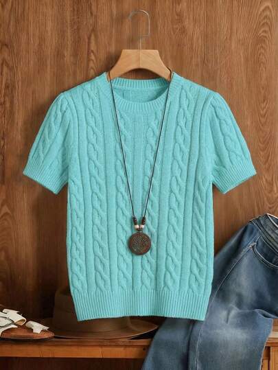 EMERY ROSE Autumn/Winter New European And American Blogger Style 3D Twist Design Crew Neck Knit Sweater