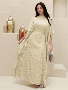 Yasmyna Women's Turkish Maxi Dress & Arabic Traditional Abaya - Apricot - View 5