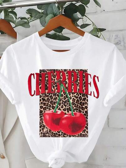 DrmWander Women's T-Shirt, Casual Street Style Graphic Short Sleeve T-Shirt, Cute Summer Top