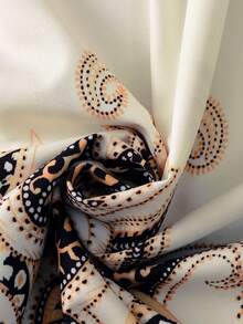 Franclia Đầm nữ in họa tiết hạt điều, cổ chữ V, eo thắt, tay phồng, thích hợp cho kỳ nghỉ xuân/hè. - Màu be - Xem 3