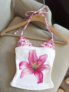 Franclia 这款女士橙色二合一印花吊带背心性感十足，充满Y2K风格，适合海岛、海滩、度假、音乐节和派对等场合。 - 彩色 - 查看 3