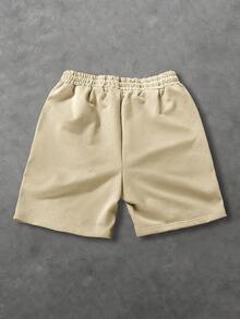 Manfinity Homme Quần short nam cỡ lớn in hình dáng thường ngày, thích hợp cho mùa hè. - Màu Khaki - Xem 5