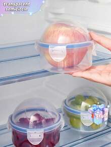 Transparent Semi-Circular Lid Airtight Apple Storage Container (1 Piece) - Clear - View 1