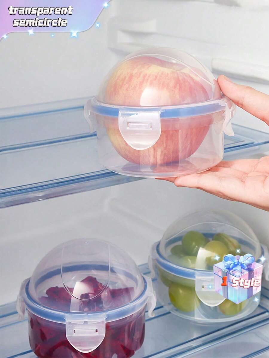 Transparent Semi-Circular Lid Airtight Apple Storage Container (1 Piece) - Clear - View 1